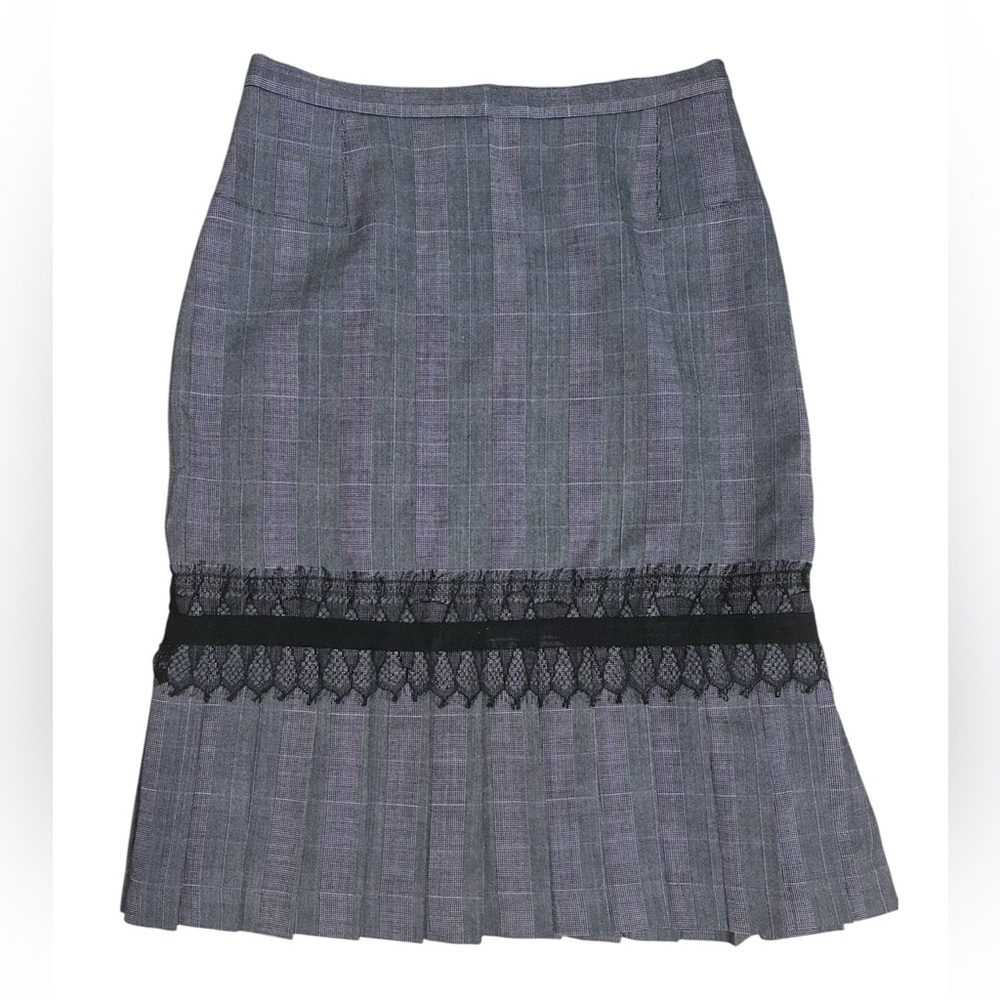 Designer Ross Mayer Plaid Skirt w/ Lace & Pleated Hem – Made in Canada